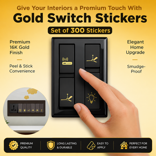 Premium Black & Gold Switch Stickers Set Of 300