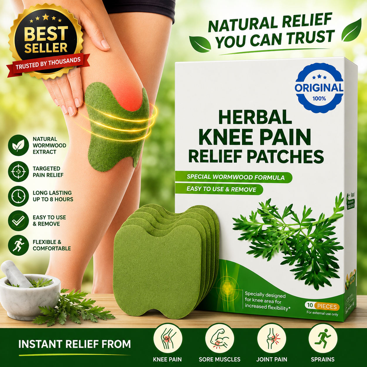 ReliefWear Knee Comfort Patch | Pack of 10, 20 and 30