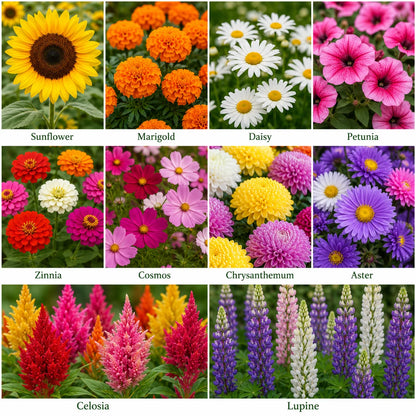 100 Mix Flower Seeds | FREE Plant Growth Supplement