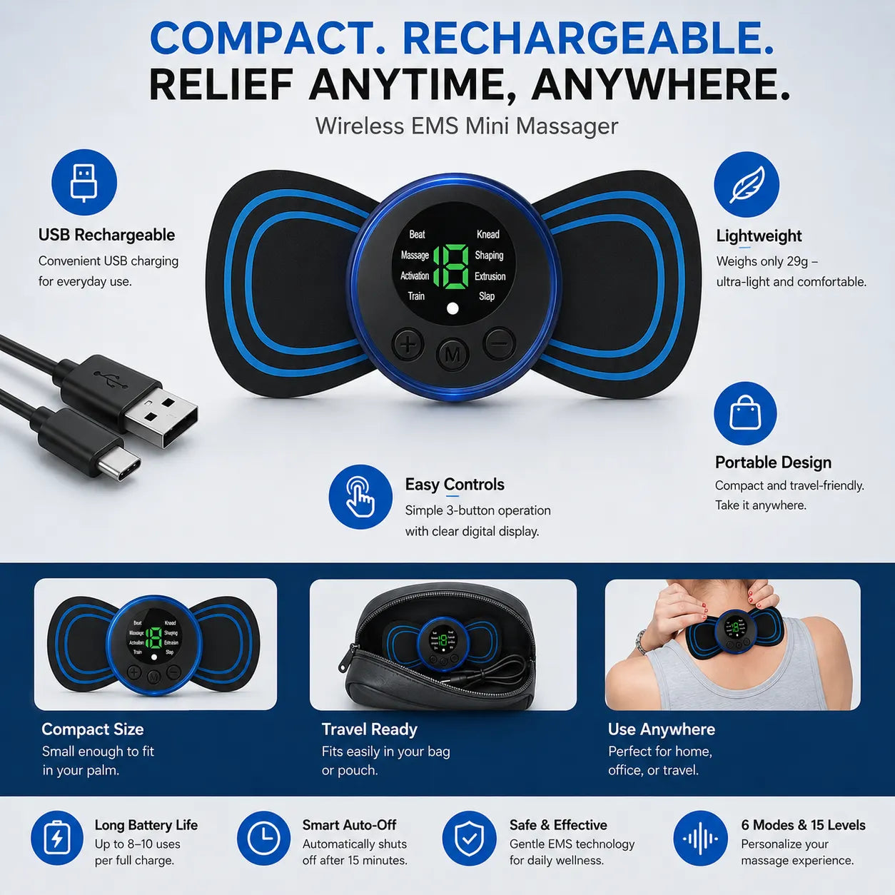 Butterfly Mini Electric Body Massager