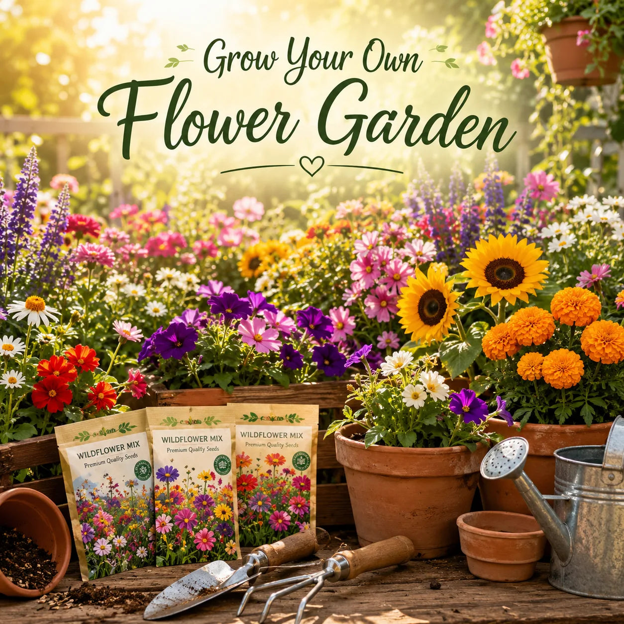 100 Mix Flower Seeds | FREE Plant Growth Supplement