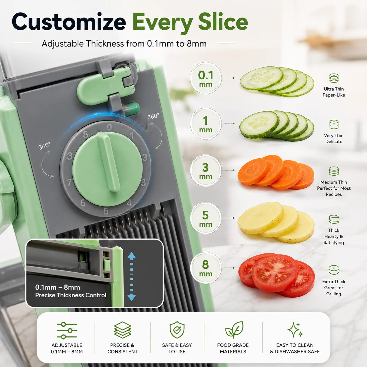 ProCut Adjustable Mandoline Slicer for Kitchen